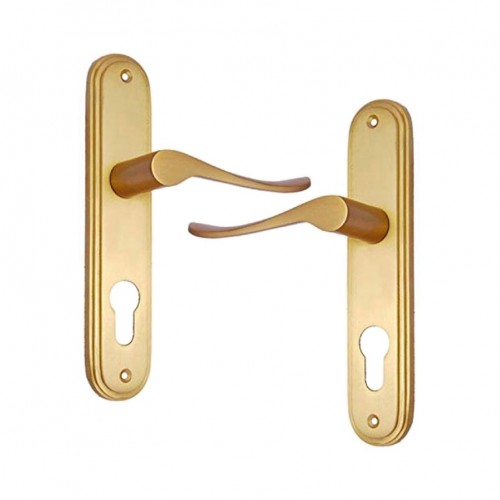 "Gershom" Brass Door Handle with Plate 